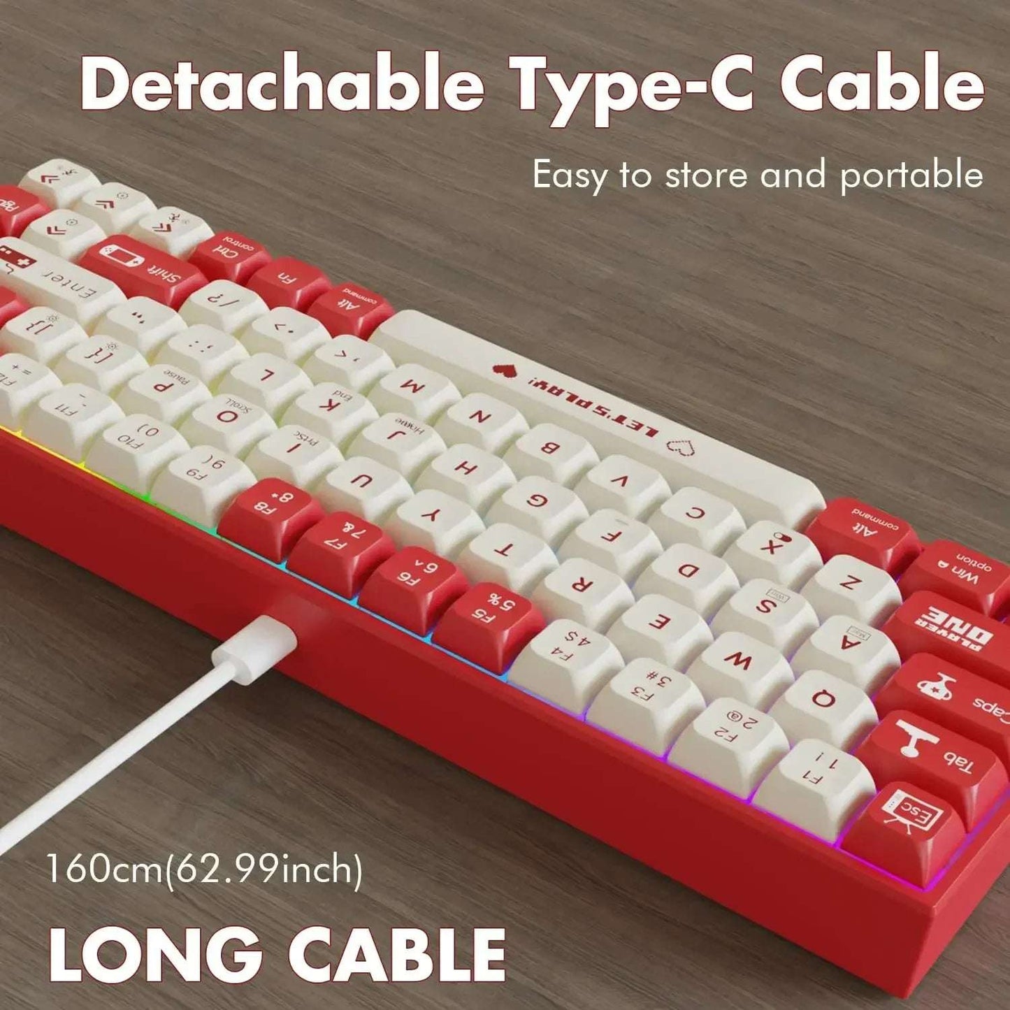 Mechanical Keyboard Wired Hot swappable Mini keyboard Wired Single mode Red axis 68 key single mode hybrid lamp AK680