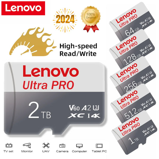 Lenovo Micro TF SD Card High Speed Transfer Ultra SD Memory Card U3 A2 TF Flash Cards for Phone Camera Table PC 2TB 1TB 128GB