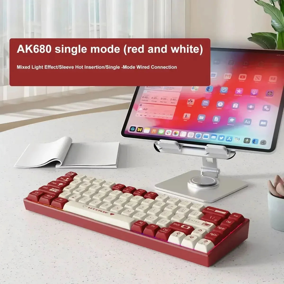 Mechanical Keyboard Wired Hot swappable Mini keyboard Wired Single mode Red axis 68 key single mode hybrid lamp AK680