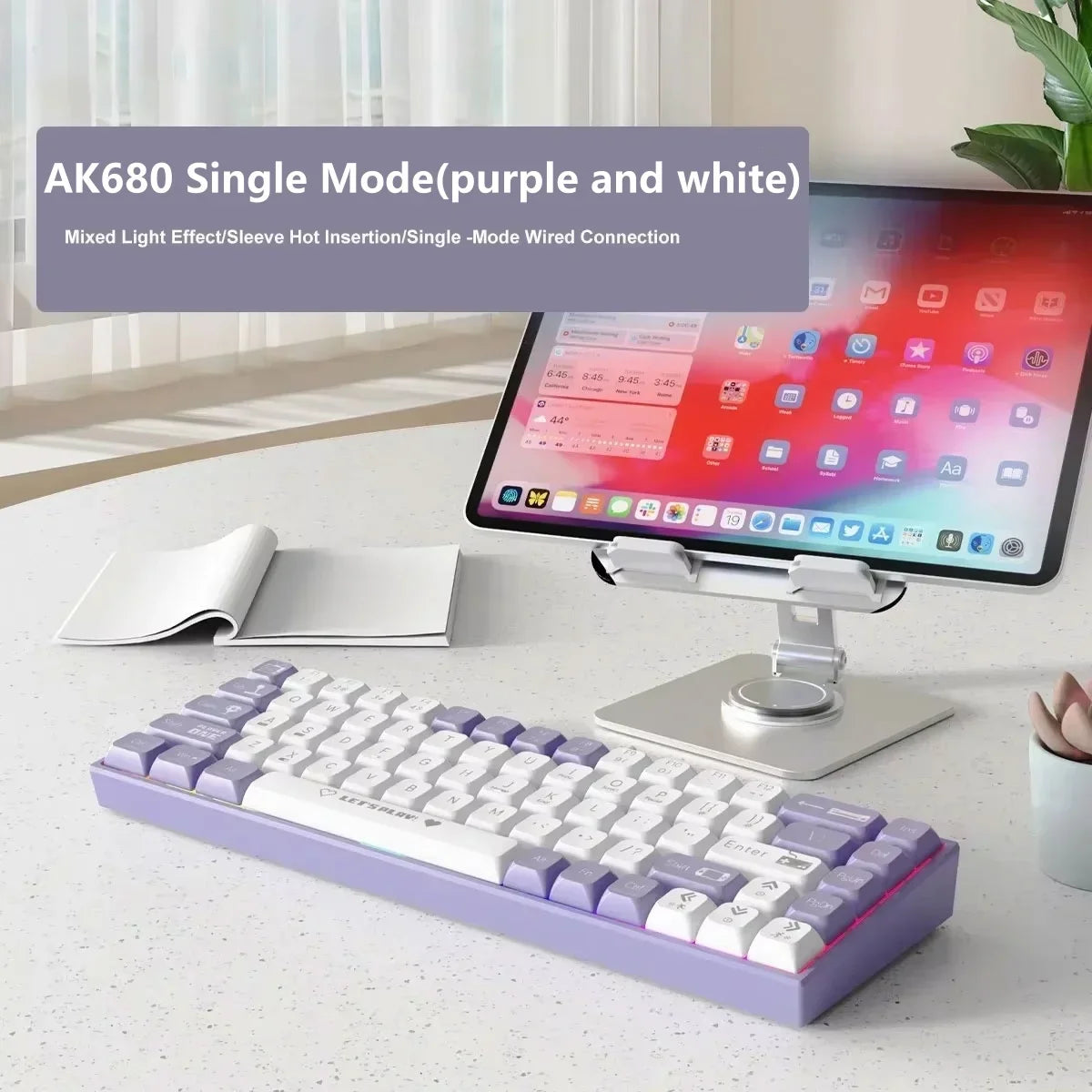 Mechanical Keyboard Wired Hot swappable Mini keyboard Wired Single mode Red axis 68 key single mode hybrid lamp AK680